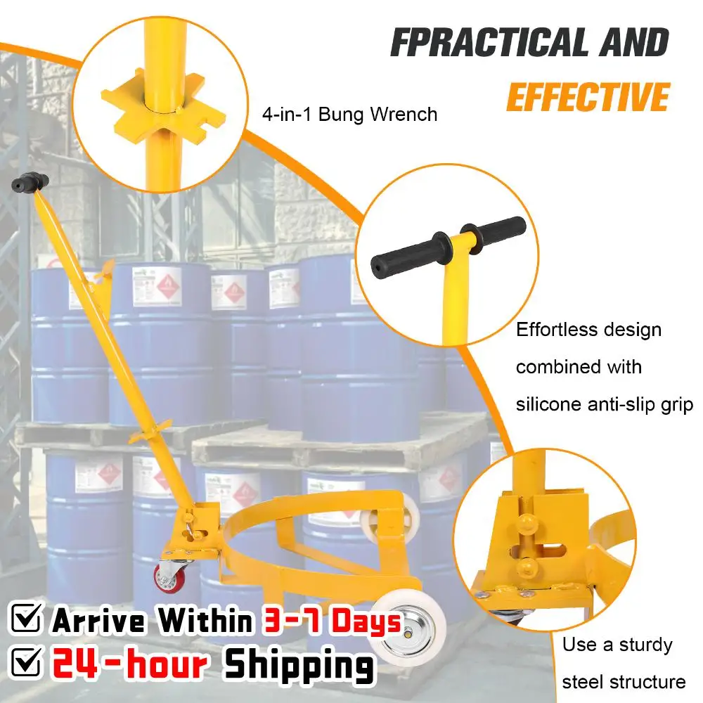 

55 Gallon Drum Cart 1200LBS Capacity Oil-Drum Dollies Cart with Wrench & Height Adjustable Handle for Garages Warehouse Workshop