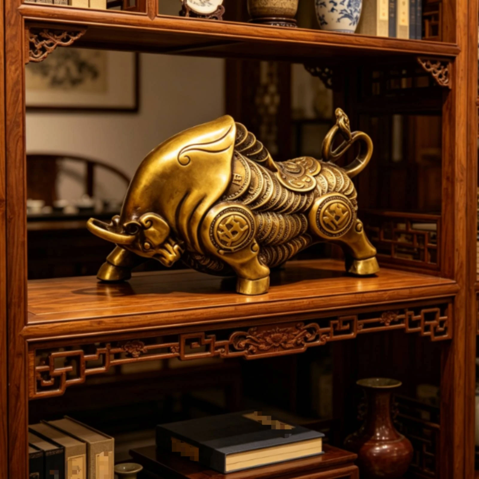 Bull Figurine Embossed Zodiac Ornament Bull Statue Tabletop Sturdy for Collectors, Office Desk, Home Decor