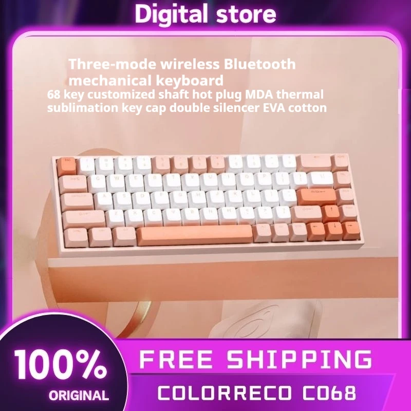 

ColorReco C068 игровая механическая клавиатура 3 режима USB/2,4 г/беспроводная Bluetooth-клавиатура с горячей заменой Pbt настройка игровых клавиатур в подарок