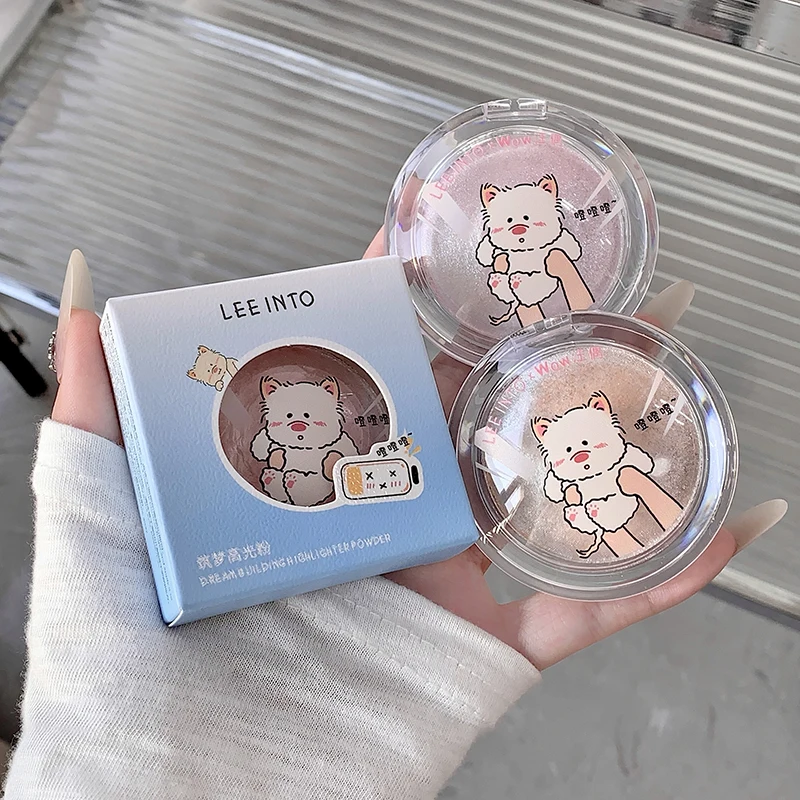 LEEINTO Cute Puppy High Gloss Powder Gloss Glitter Highlight Contour Palette Naturalny Połysk Konturowanie Trwały Lekki Delikatny