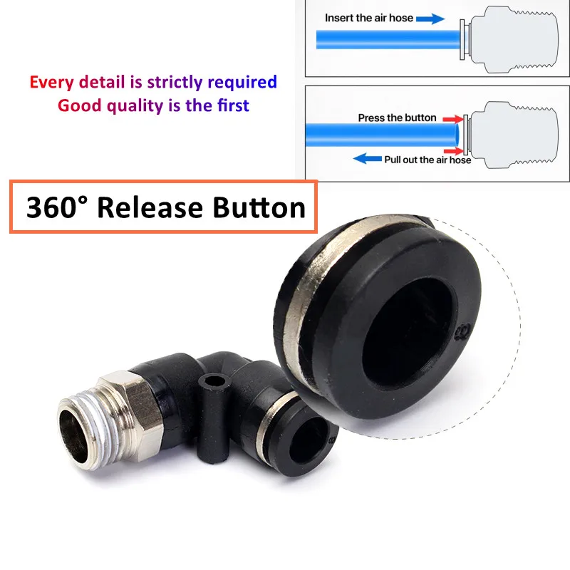 Raccordi aria in plastica da 1/8-1/2 pollici 4mm-12mm, connettori rapidi PC/PCF/PB/SL per sistemi pneumatici e compressori