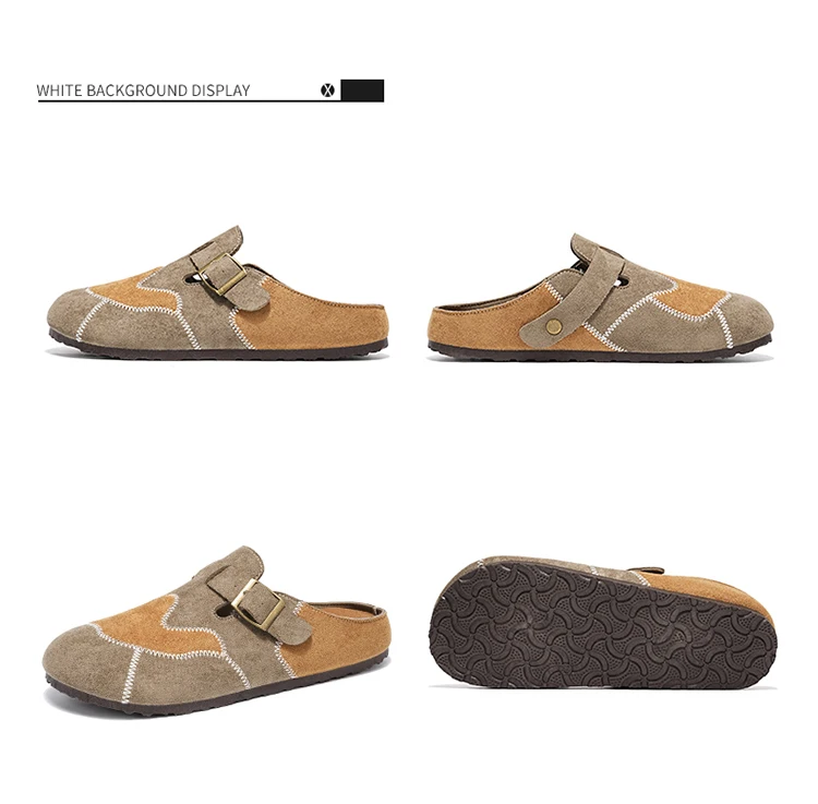 Retro-Farbblock-Mode, vielseitige Mules für Herren, Sandalen mit offenem Rücken und geschlossener Zehenpartie, bequeme Freizeit-Halbschuhe mit weicher Sohle für den täglichen Gebrauch. – Detail 24
