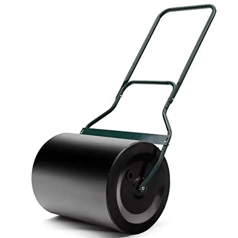 Heavy-Duty 16 Gallon Garden Yard Lawn Roller Push/Pull/Tow Behind Water/Sand Filled Drum Roller Green Easy Assembly & Storage