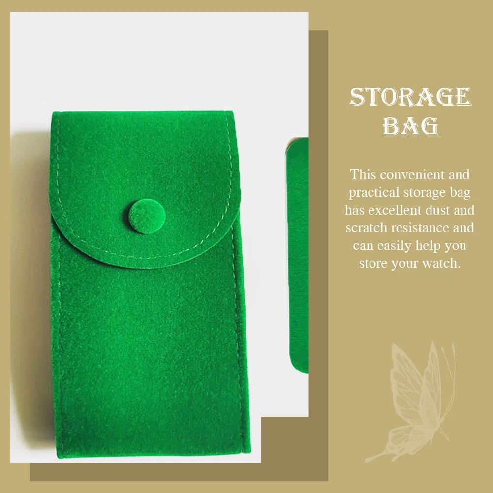 2Pcs Watch Pouch Simple Portable Jewelry Storage Bag Travel Organizer Dustproof Scratch Resistant Flannel Watch Travel Container