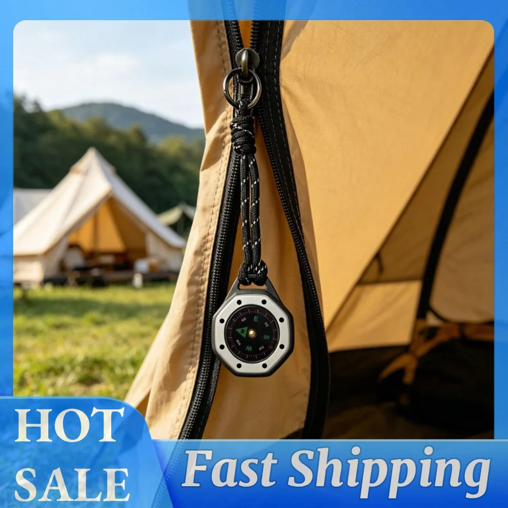 Octagonal Pocket Compasses High Precision Lensatic Sighting Compass with Lanyard for Camping Hunting Hiking Geology Activities