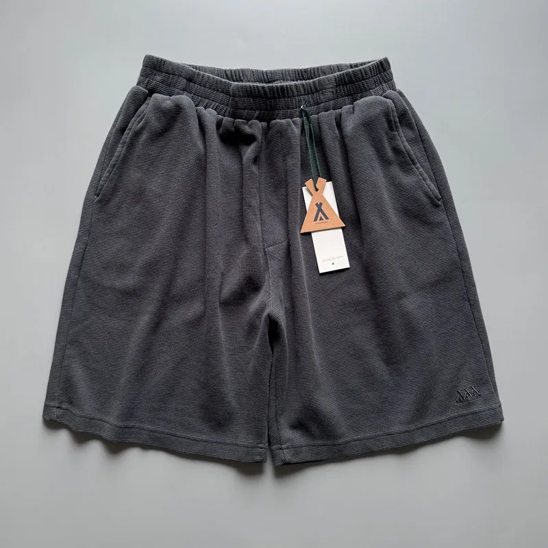 Men's High-Stretch Comfort 100% Cotton Knit Shorts Summer Washed Athletic Mid-Length Casual Style High Elasticity