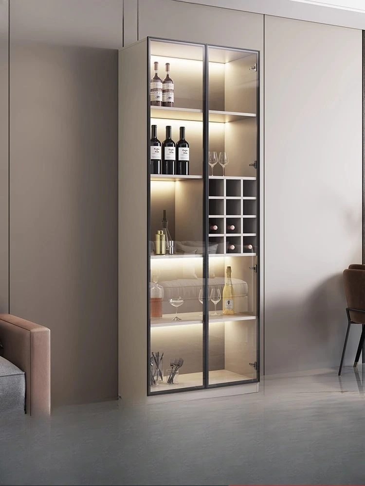 Wine cabinet modern simple living room wall glass door locker light luxury wine rack locker custom home display cabinet