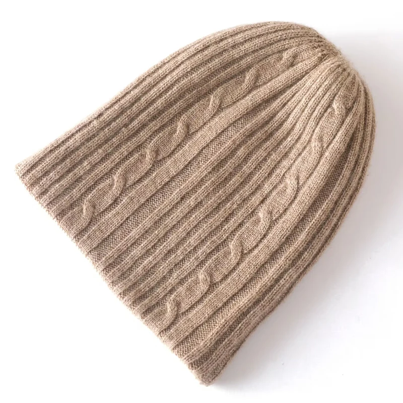 

Sparsil 100% Pure Cashmere Beanies for Women Winter Double-sided Wearable Bonnet Warm Thick 2 Layer Twisted Beanie y2k Skullies