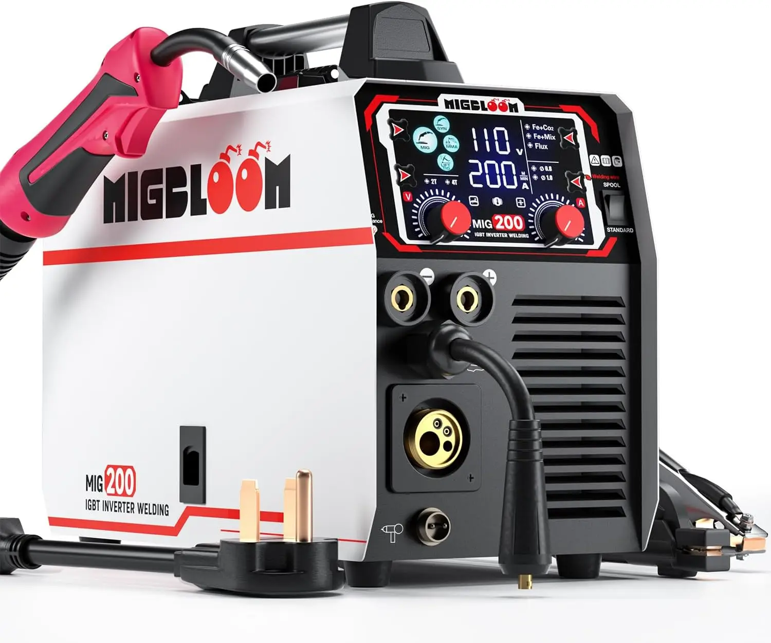

200A Mig Welding Machine 110V 220V 6 in 1 Gas MIG Gasless Flux Core Stick Lift TIG Spool Gun Syn Mig Welder Machine