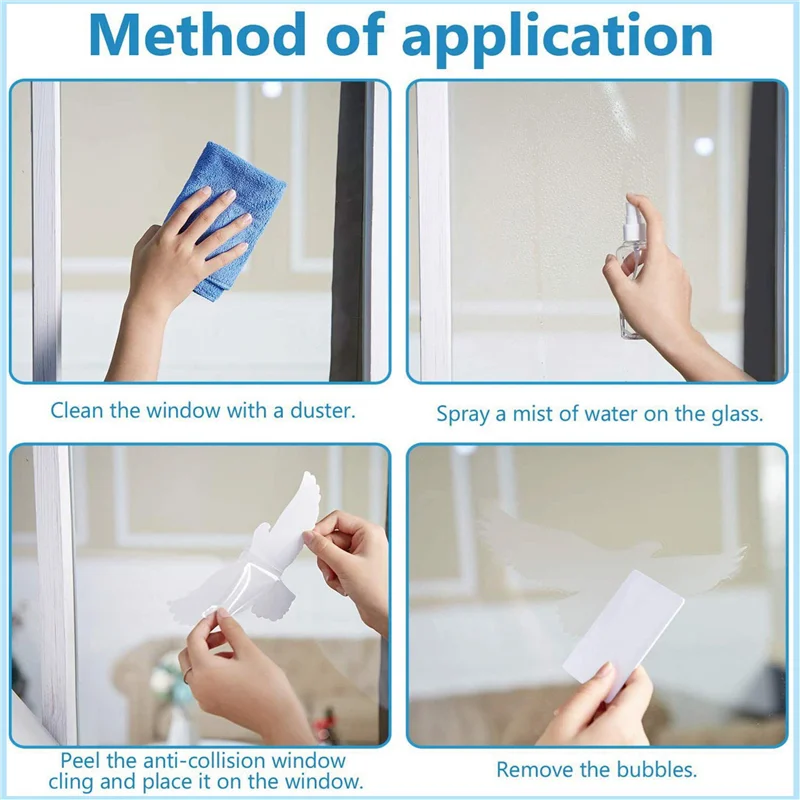 B97A-32X Bird Anti-Collision Window Stickers White Removable Electrostatic Glass Decorative Stickers Warning
