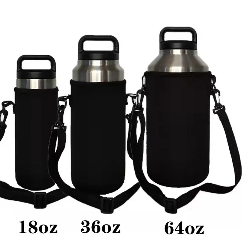 1PC 18/36/64oz Penutup Cangkir Berinsulasi Bahan Diving Anti Jatuh untuk Anak Sekolah, Genggam, Portabel untuk Mobil, Musim Dingin, Luar Ruangan, Model Selempang