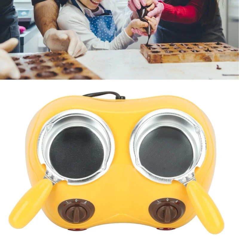 Double Pot Electric Chocolate Melting Fondue Machine For Kitchen Baking Candy And Dessert