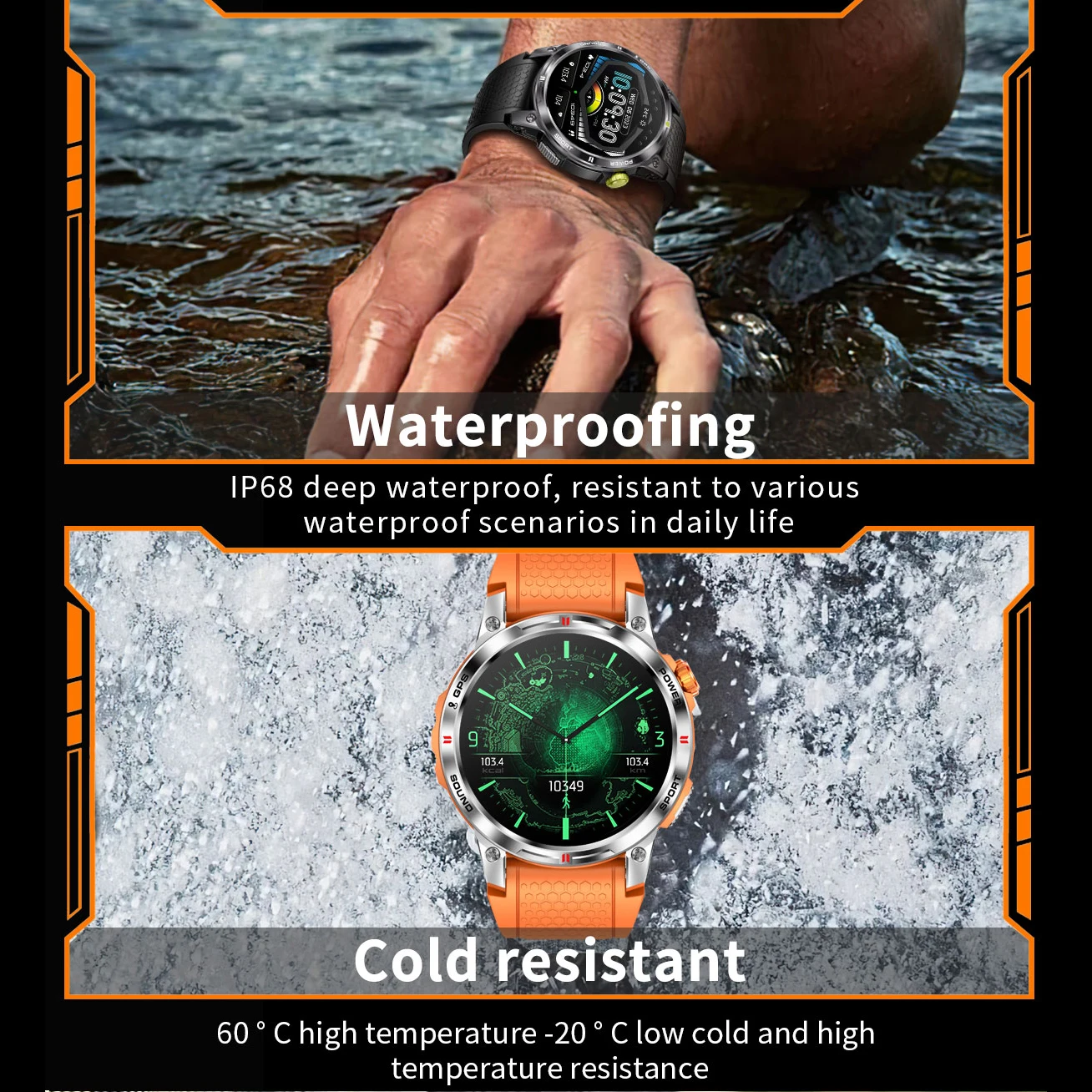 TJXL-SENBONO NX18PRO AMOLED Smartwatch GPS Outdoor-Sportuhr BT Anruf Kompass 400 mAh Großer Akku IP68 Wasserdicht GPS Smart W