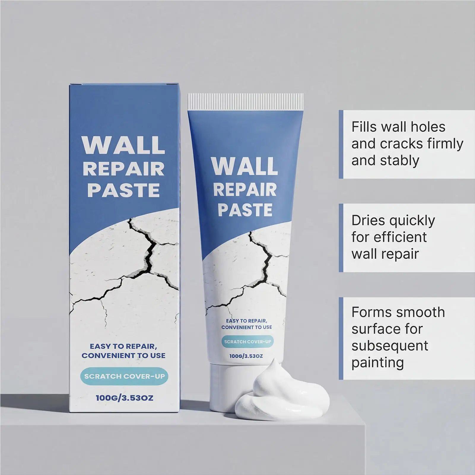 Wall Repair Paste Repair Wall Damage Graffiti Fill Nail Hole Prevent Wall Cracking Peeling Restore Smoothness Wall Repair Kit