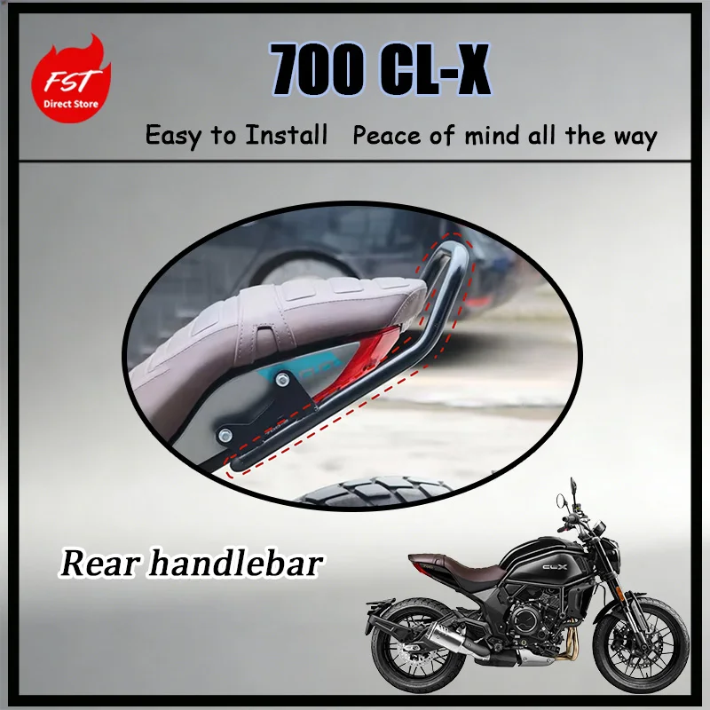 

For Rear Grab Handle And Tail Rack Combo for 700 CL-X Retro Style Passenger Grab Bar Rear Luggage Storage And Tail Wing