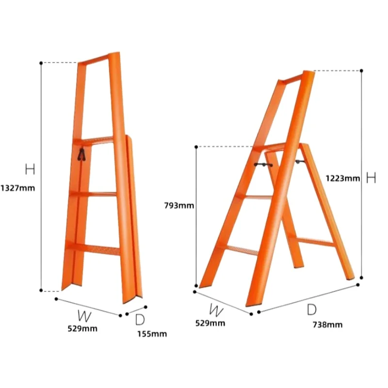 Aluminum Folding Ladder 3 Step Ladders Kitchen Stool with Anti-Slip Pedal Portable Sturdy Folding Ladder for Home Kitchen Office
