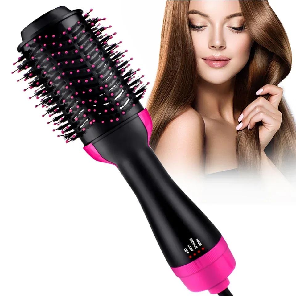 One Step Hair Dryer & Volumizer Salon Hot Air Paddle Styling Brush Negative Ion Generator Hair Straightener Curler