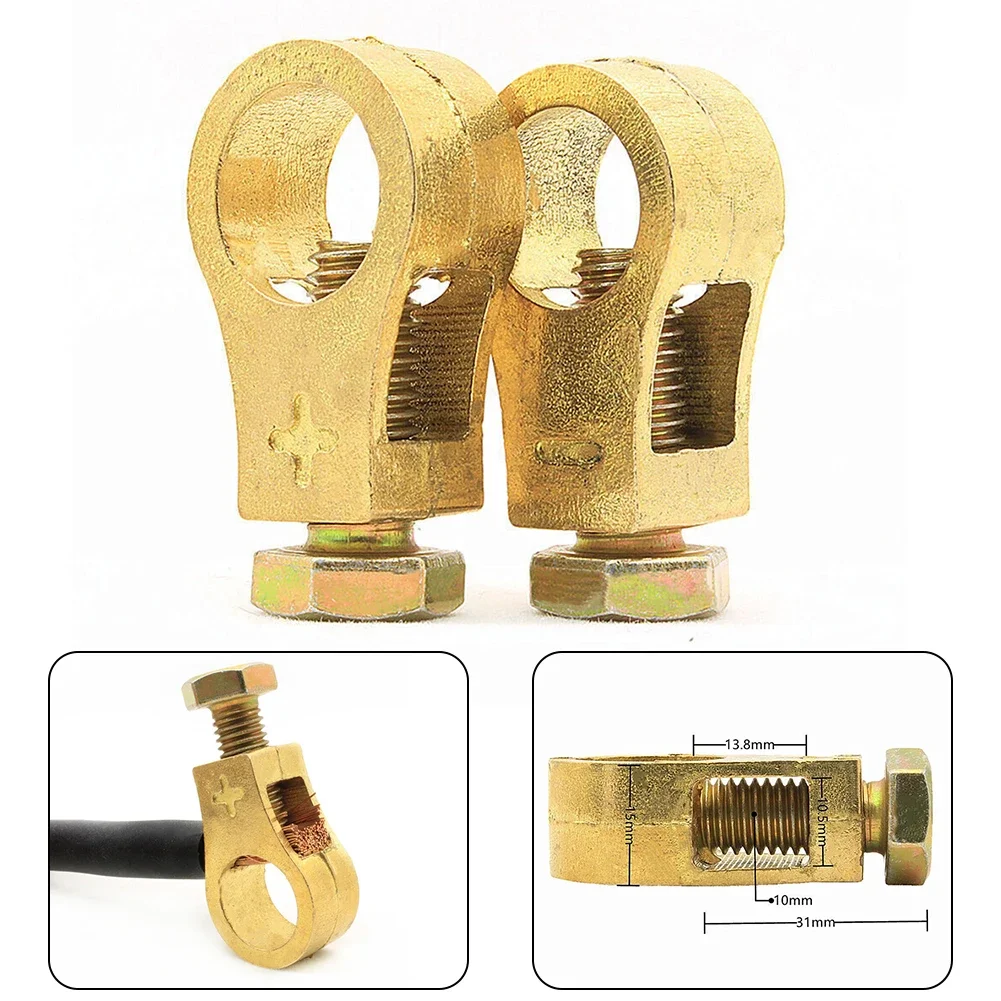 2PCS Battery Connection Pile Head Pure Copper Battery Clip Battery Connection Screw Diameter 10mm Inner Diameter 16-18mm