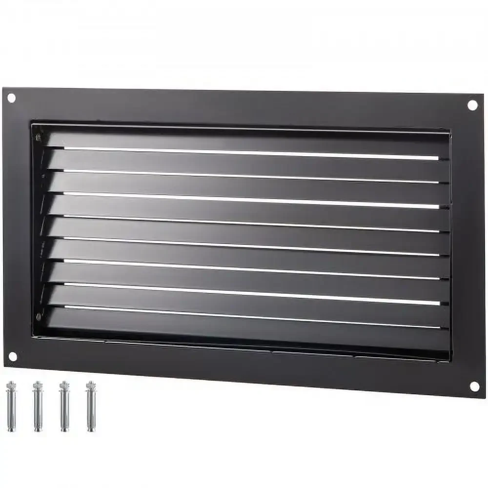 Foundation  Vent,8" Height x 16" Width  Vent,to Reduce Foundation Damage and  Risk, Black,Wall Mounted  Vent