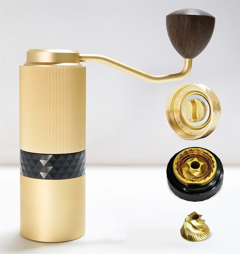 Golden Manual Coffee Grinder Luxury Hand Coffee Mill Adjustable Setting Professional Coffee Tool Aluminium Alloy Coffee Grinder