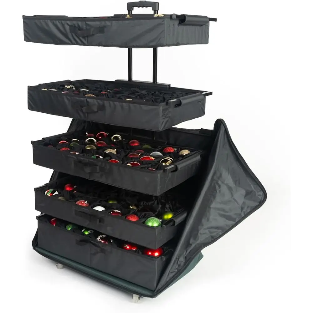 

Expandable Ornament Storage Box with Removable Dividers - Holds 140 Ornaments, 4-6 Inches Tall