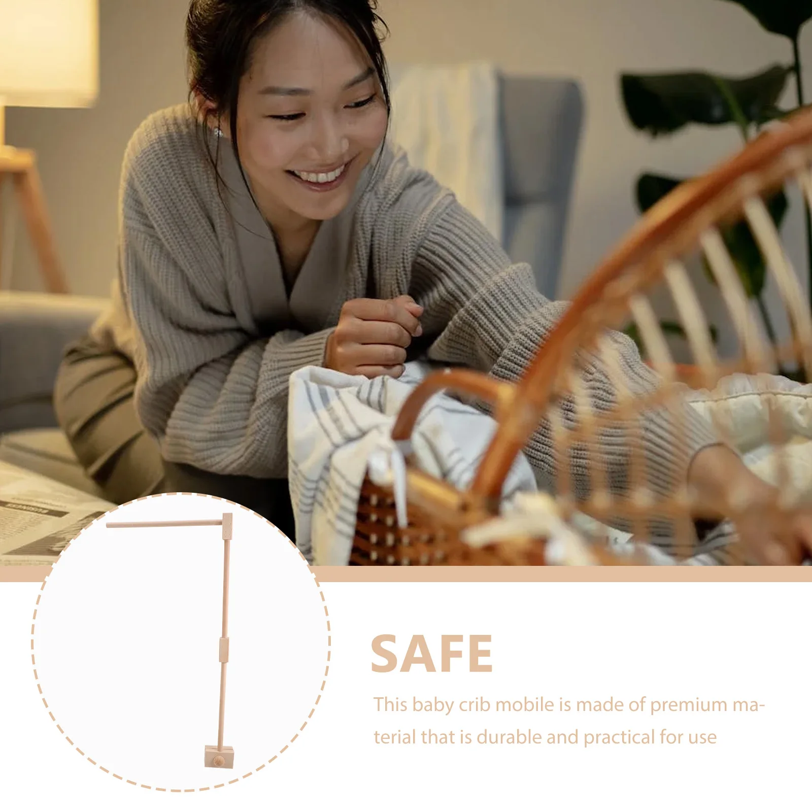 Krippe Glocke Halter Baby Mobile Arm für Kinderbett Kinderbetten Kinderzimmer Zubehör Holzständer Bett