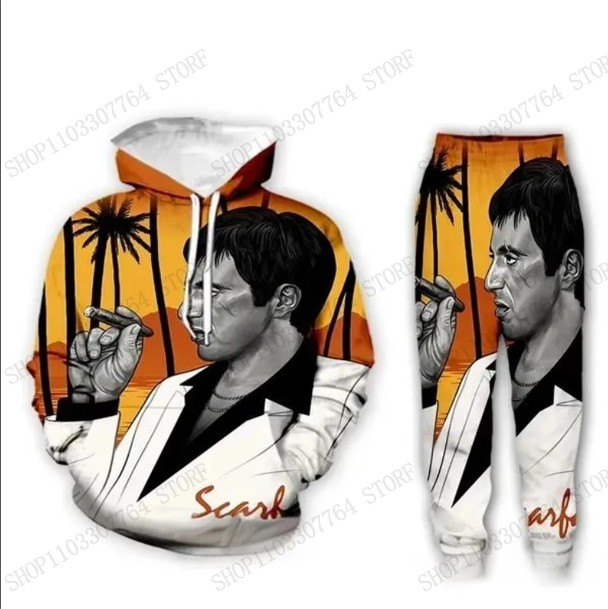 New Men Hoodie Pant Set Movie Scarface 3d Print Set Men Women Fashion Hoodie + Sweatpants 2Pcs Sets Sport Tracksuit Tony Montana - Image 5