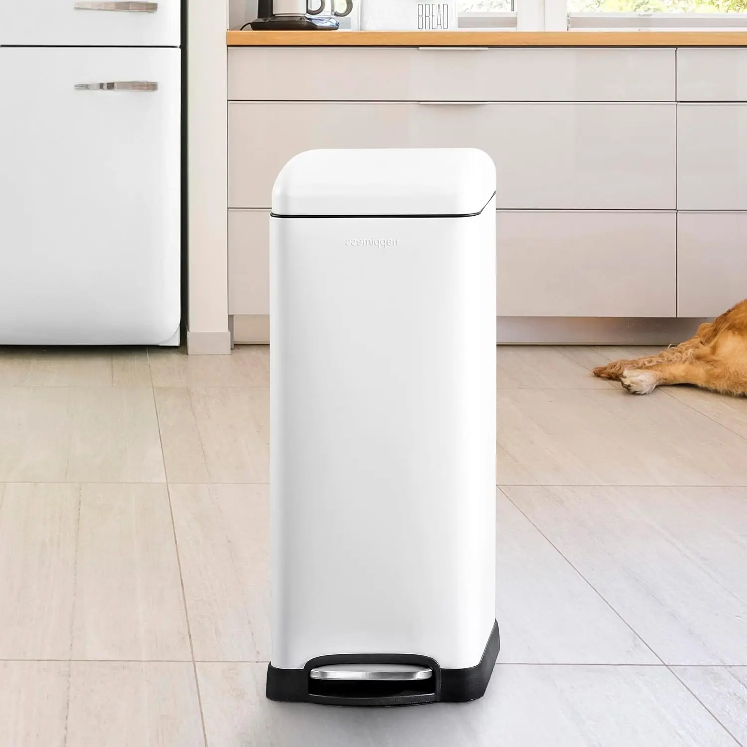 

8-Gallon Step-Open Trash Can with Soft-Close Lid, Fingerprint Resistant, Modern, Minimalistic for Home, Kitchen, Laundry Room