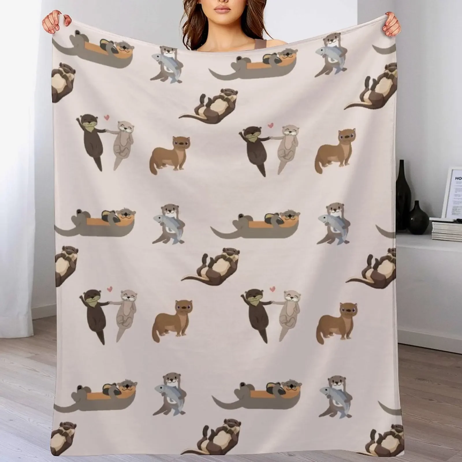 

Otterly Adorable Otters Throw Blanket for winter Polar funny gift Soft Plaid Blankets