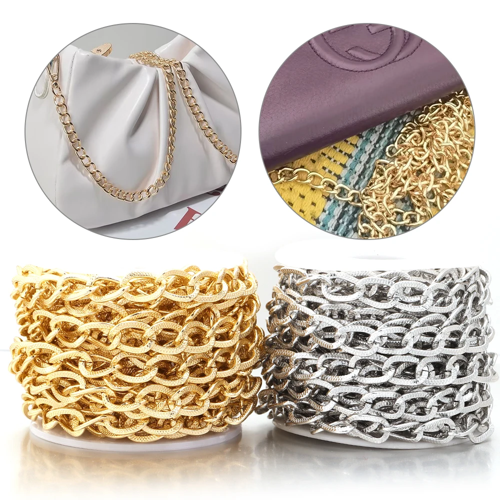 5yards/roll 12x8mm O-shape Aluminium Chains Metal Twist Chain For Jewelry Making DIY Women Bag Chain Accessories