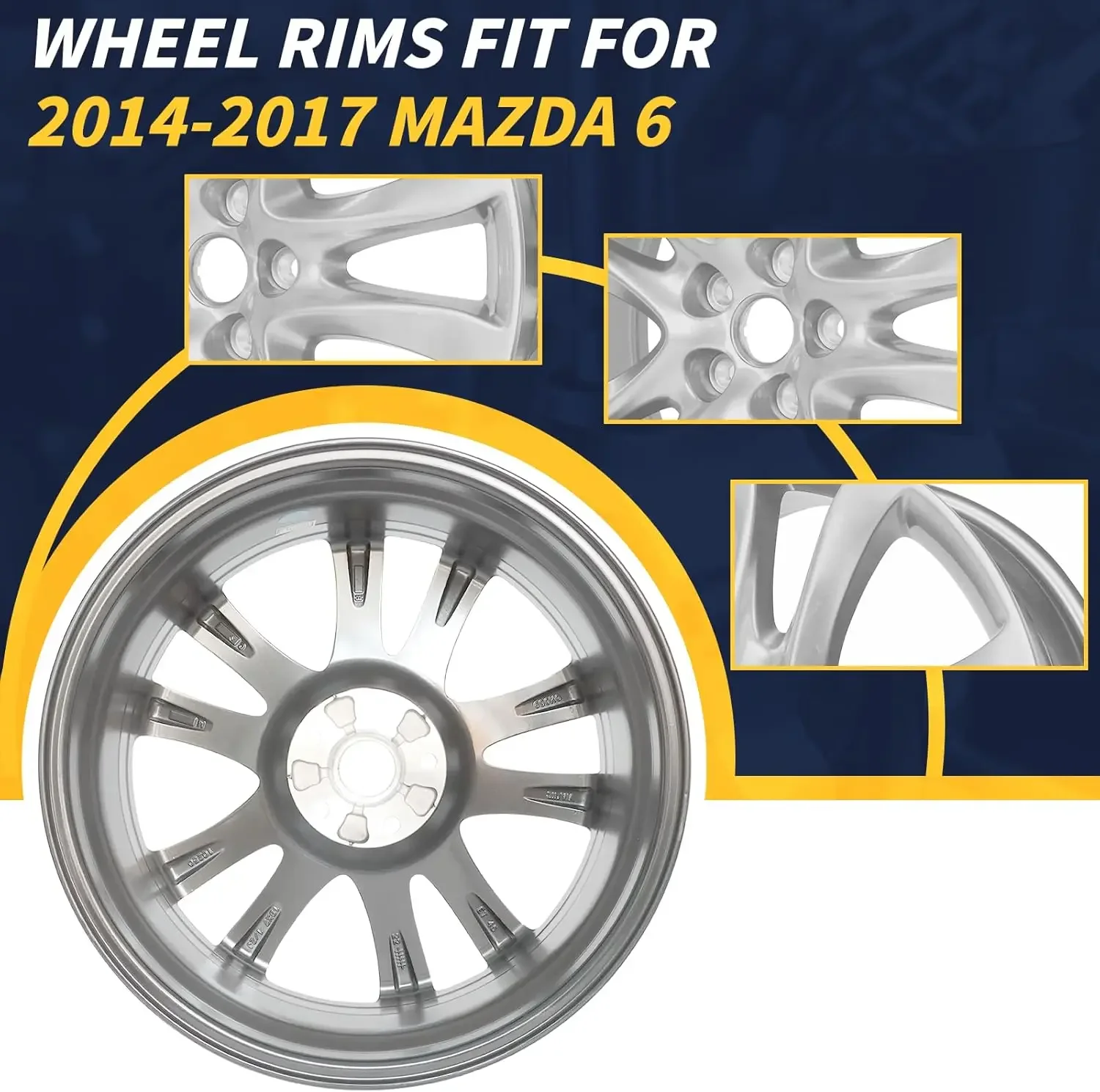 19 "x 7.5" جديد 19 بوصة 19 "حافة عجلة الألومنيوم يناسب 2014 2015 2016 2017 مازدا 6 الفضة تصميم استبدال حافة