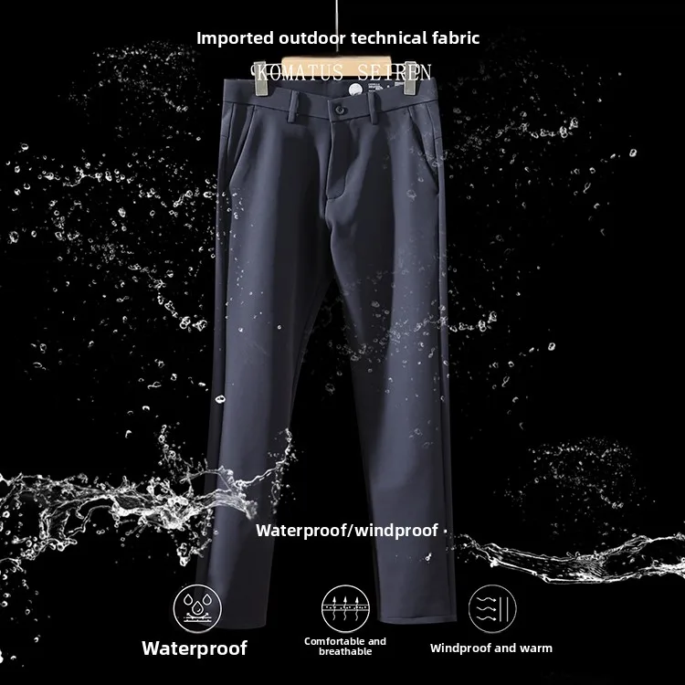 

Nano Technology Tee-Proof Fabric Men's Casual Pants Elastic Straight Leg Outdoor Commuting Busin 9775 Youth Active Sle