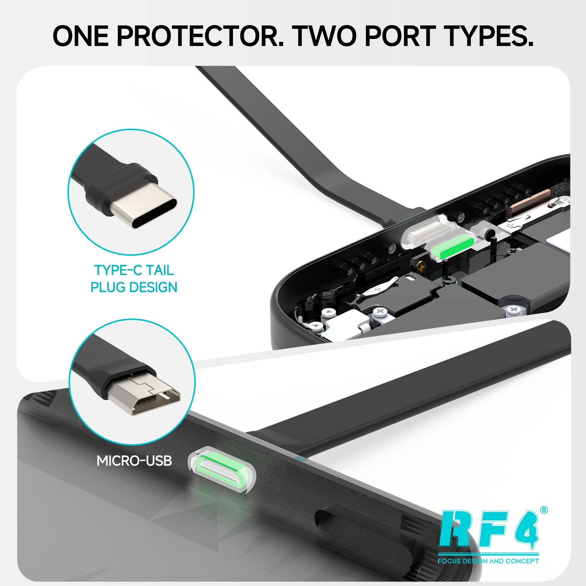 RF4 RF-TP20 Dual Head Charging Port Protector Durable Hot Air Port Anti Melting Prevent Cover for Cell Phone Motherboard Repair