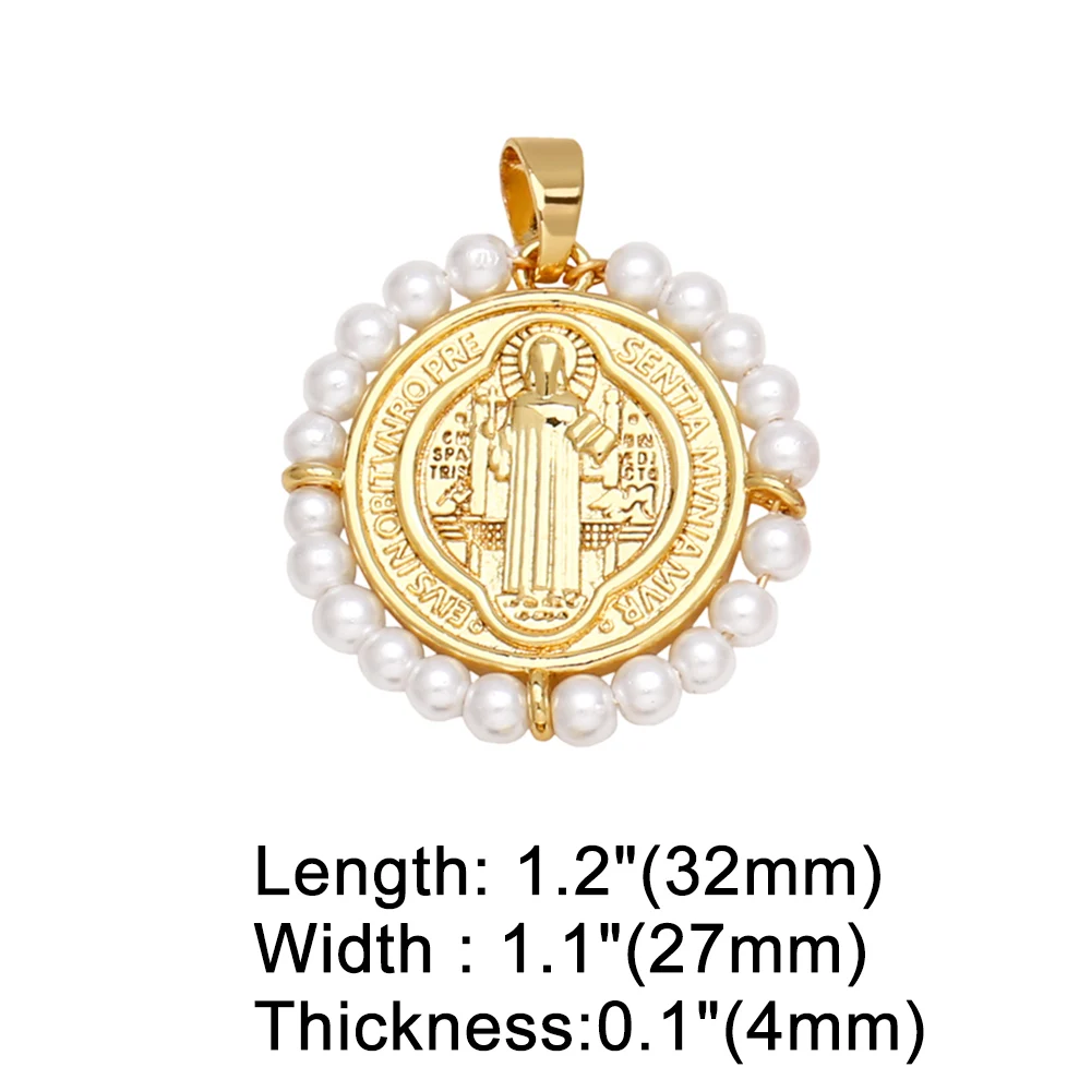 OCESRIO Multicolor Crystal San Benito Pendant for Necklaces Copper Gold Plated Pearl Jewelry Making Component Handmade pdtb542