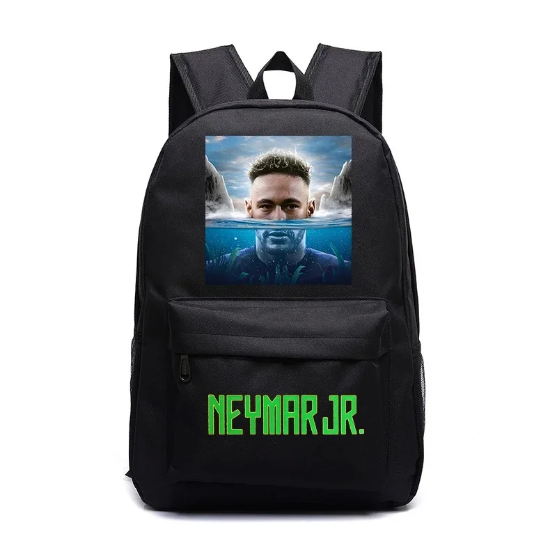 Neymar bolso de escuela primaria y secundaria con estampado de avatar, mochila negra, bolso informal para niños