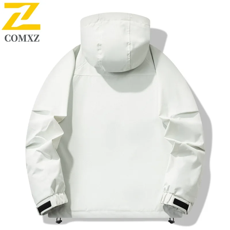 COMXZ New Men Jacket Hooded 2025 Rainproof Scratch Resistant Windproof Outdoor Adventure Cycling Climbing Jacket Outerwear