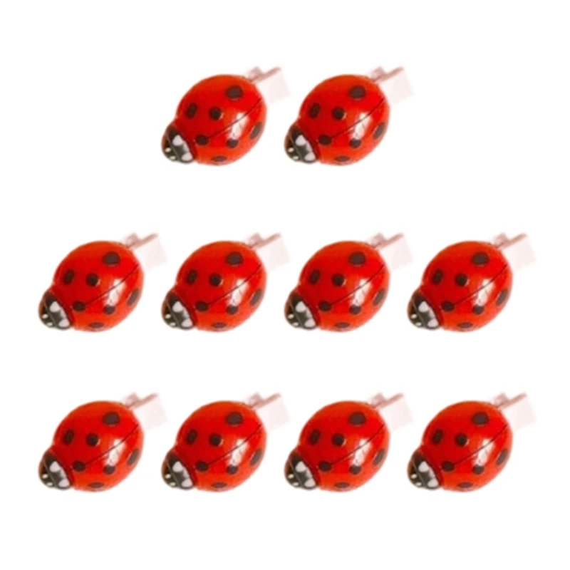 

652F 10PCS Ladybird Shaped Hairpins Plastic Resin Hair Clip Hair Decoration for Childrens Daily Use and Party Wear