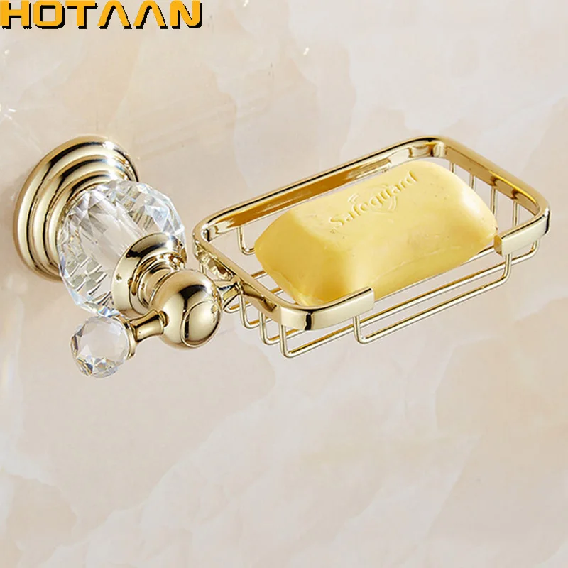 Gold Color Crystal Brass Ceramics Bathroom Accessories Soap Dishes/ Soap Holder/Soap Case Home Decoration Useful For Bathroom