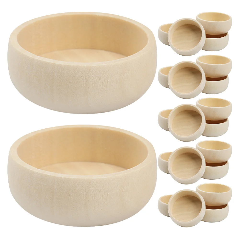 

30pcs Mini Wooden Unpainted Natural Wood Serving Bowls For Dips Desserts Side Dishes Essential Oils Face Mask Blending Craft