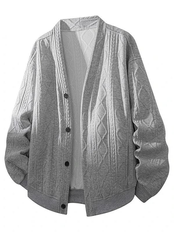 

Новая осенне-зимняя вязаная кофта-кардиган с текстурой, двойным слоем, узором на пуговицах, повседневная мужская куртка