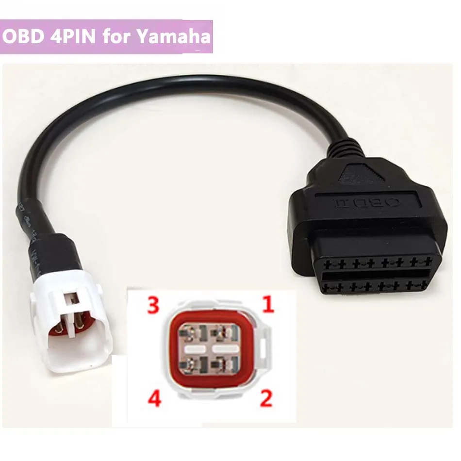 OBD2 16PIN To 4 Pin Diagnostic Socket for Yamaha 4pin Motorcycle ATV YZF R1 R6 XSR-700 Motorbikes 4 Needle Male Plug Connector