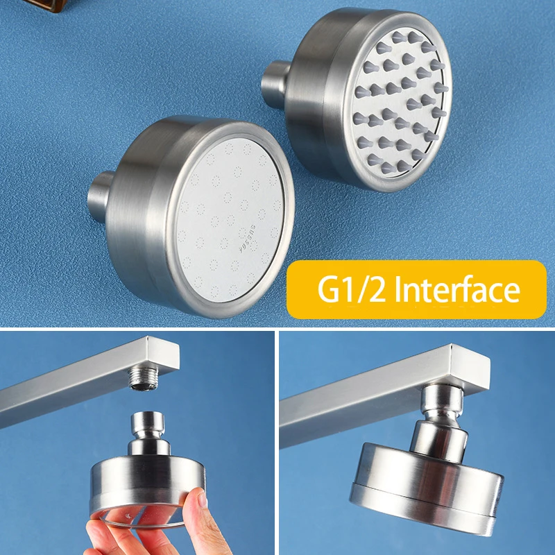 Stainless Steel Shower Head High Pressure Booster Water Saving Rainfall Bathroom Shower Sprayer Head Washable Nozzle Supplies