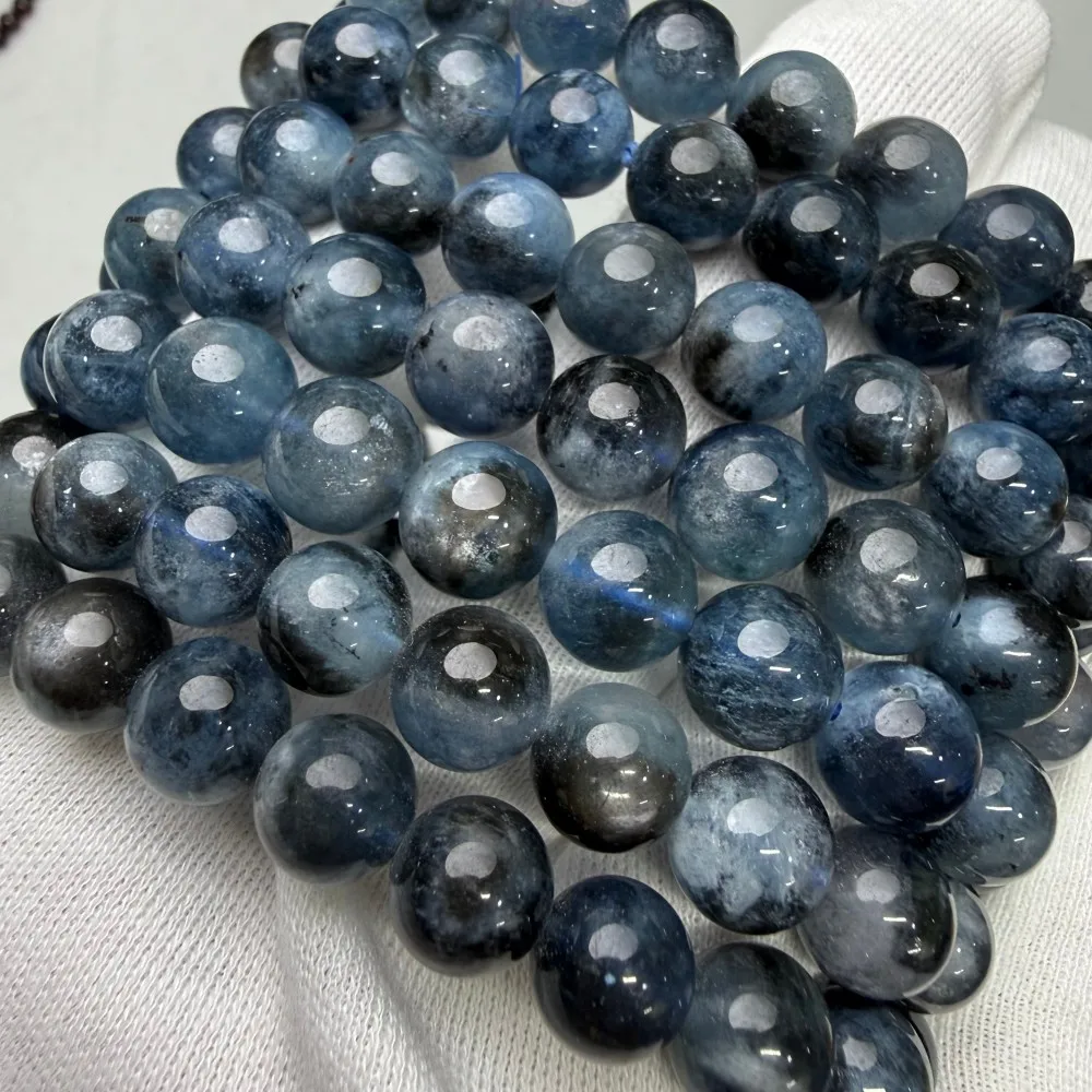 Meihan Natural TOP Black Explosion Flash Aquamarin-Armband mit runden Perlen für die Herstellung von edlem Schmuck als Geschenk – Detail 1