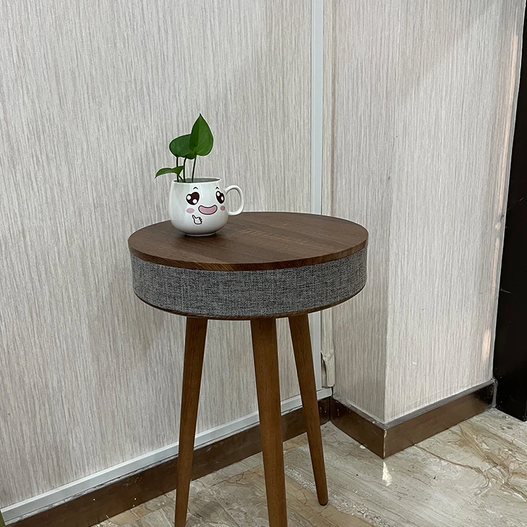Modern Small Round Multi Media Active Speaker Smart Wood Coffee Table with USB and Blue Tooth for Outdoor