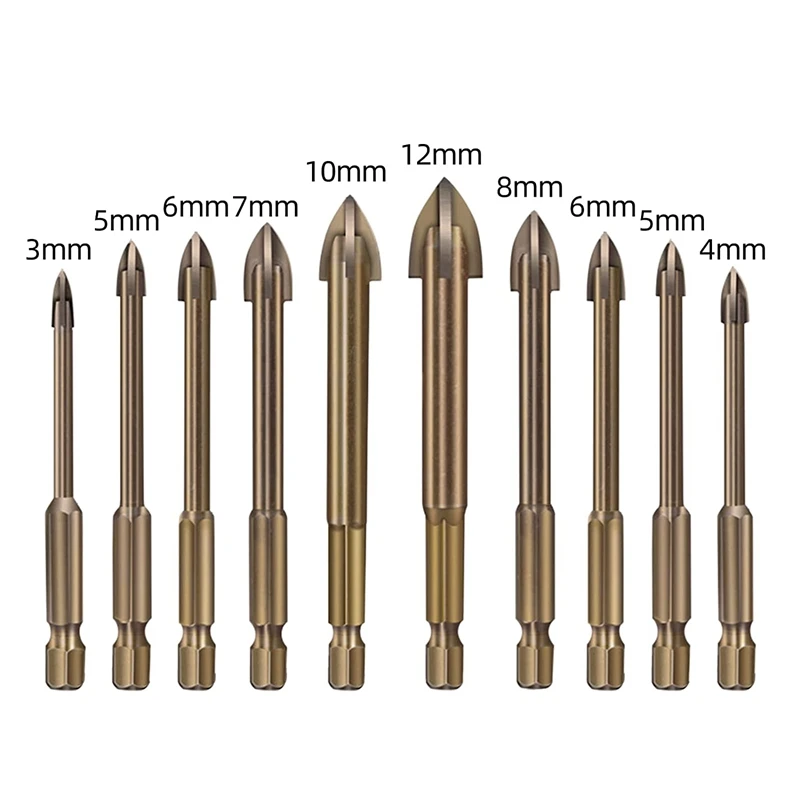 10PC Efficient Universal Drilling Tool,Multi-Function Cross Alloy Drill Bit Tip Tools,Carbide Drill Tap Bit Set