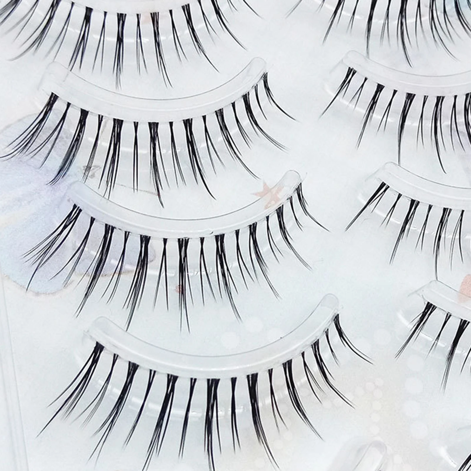 Cílios postiços de banda transparente estilo coreano cílios de tira de aparência natural 6-12mm comprimento misto c onda cílios de fibra preta