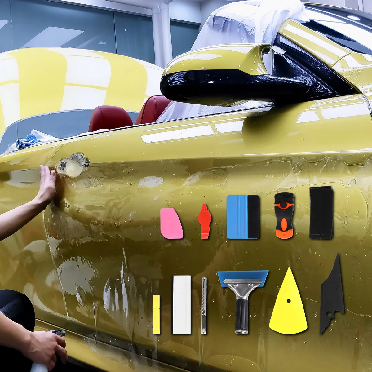 

11 Pieces Car Sticker Installation Kit Professional Vehicle Film Installation Tool Car Vinyl Wrap Tool Window Tint Squeegee