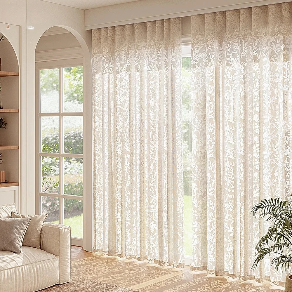 Latest French Style Sheer Curtains for Window Romantic Voile Curtain for Living Room Cortinas Rideaux Translucent Drapes Decor