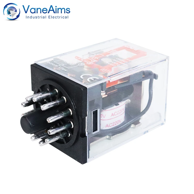 VaneAims Mini Intermediate Relay 220V 24V 110V 380V 6V MK3P-I 11 Pins Copper Coil Silver Contact Small Electromagnetic Relay 10A