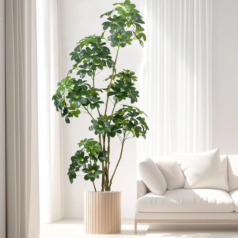 74in Tropical Tree Large Artificial Ficus Plants Plastic Fake Tree Real Touch Banyan Leaves For Home Garden Office Shop Decor